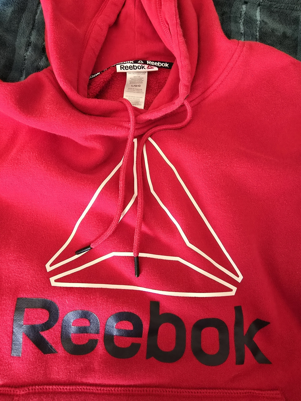 Reebok Men's Red Pullover Hoodie Sweatshirt